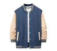 2025 Veste d'automne et d'hiver pour homme, cardigan décontracté cent ample, veste de baseball, manteau d'hiver pour homme, taille S, bleu clair, XL