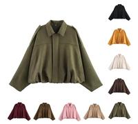 2025 Veste en Daim Femme Bomber Veste Cuir Femme Legere Oversize Manteau Court Chic Et Elegant Fourrure Blouson Aviateur Grande Taille Mi Saison Jacket(Vert,S)