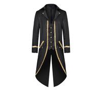 2025 Veste Steampunk Victorien Homme Manteau Costume en Queue De Pie Longue Steampunk Uniforme Cosplay Tailcoat pour Hommes Costume Party Outwear Partie Vêtements Halloween Costume Médiéval Adulte