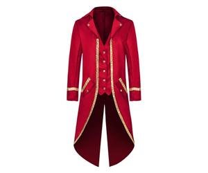 2025 Veste Steampunk Victorien Homme Manteau Costume en Queue De Pie Longue Steampunk Uniforme Cosplay Tailcoat pour Hommes Costume Party Outwear Partie Vêtements Halloween Costume Médiéval Adulte