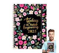 2025 Weekly Planner, Floral Paper Calendar Book, 12-Month Time Management Organizer from January to December, 338g Schedule Notebook for Appointments, Goal Setting, Office, School, Home Use
