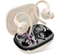2025 Wireless Bluetooth Sport Earphones, 5.4 Hifi Stereo Headphones, Wireless Earphones With Enc Mic, Earphones For Running, Ip7 Waterproof Earphone, 40H, Wireless Headset, Led Screen, Beige