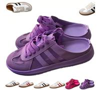 2025 Women's Fashionable Contrast Mesh Design Lace Up Walking Shoes, Comfortable Casual Sports Shoes with Round Toe (Purple,36)