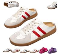 2025 Women's Fashionable Contrast Mesh Design Lace Up Walking Shoes, Comfortable Casual Sports Shoes with Round Toe (Red-A,37)