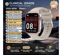 2025New ECG + PPG AI diagnostic de santé montre intelligente hommes femmes horloge lipïde sang BP acide urique traqueur de fréquence cardiaque pour Xiaomi Smartwatch,Gris