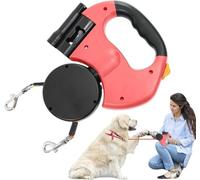 2025New Laisse Double pour 2 Chiens,Laisses pour Chiens,Plomb De Chien Double Rotatif,Laisses Doubles Rétractables pour Chien avec Lumières LED (Rouge)