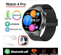 2025New Watch4 Pro Pour Huawei Montre Intelligente Hommes Montre 4 Pro Amoled Écran Bluetooth Appel Nfc Gps Fréquence Cardiaque Étanche Smartwatch.Black Mesh Belt.Watch4