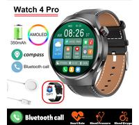 2025New Watch4 Pro Pour Huawei Montre Intelligente Hommes Montre 4 Pro Amoled Écran Bluetooth Appel Nfc Gps Fréquence Cardiaque Étanche Smartwatch.Black Belt.Watch4