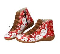 2026 1 paire de chaussures de Noël avec motifs de Père Noël, écussons colorés, baskets, bottes courtes, chaussures décontractées, chaussures de course pour femme, marron, 36 EU