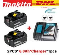 2026 100% Makita BL1860 BL1850B BL1850 BL1840 BL1830 Chargeur de batterie pour visseuse 18V 6Ah/5Ah, batteries de rechange pour outils électriques. 6.0Ah-2pcs