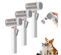 2026 2-in-1 Pet Self-Detangling & Grooming Comb, 16cm Dual-mode Dog Grooming Comb, Self Cleaning Pet Undercoat Comb with Release Button, Stainless Steel Metal Teeth Tool for Dogs and Cats (3PCS)