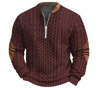 2026 2024 Automne/Hiver Mode Homme Grande Taille Décontracté Dames Fermeture Éclair Quarter Acrylique Superposition Surdimensionnée Travail Bureau Demi-Polaire Pull Femme Couche Thermique, bordeaux, L