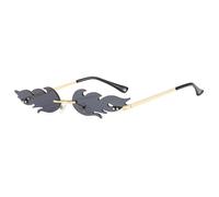 2026 2024 Flame Sun Sonnenbrille Mode UV-Schutz Frauen Randlose Irrgular Eyewear, C1 noir doré, Taille unique