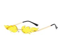 2026 2024 Flame Sun Sonnenbrille Mode UV-Schutz Frauen Randlose Irrgular Eyewear, C4 Jaune doré, Taille unique