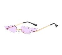 2026 2024 Flame Sun Sonnenbrille Mode UV-Schutz Frauen Randlose Irrgular Eyewear, C6 Goldviolett, Taille unique