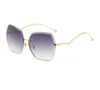 2026 2024 Neue Halbrahmen-Sonnenbrille aus Metall mit Schnittkante, modische Herren- und Damen-Sonnenbrille mit Farbverlauf und UV-Schutz, A2, Taille unique