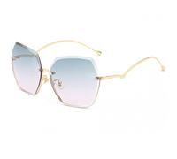 2026 2024 Neue Halbrahmen-Sonnenbrille aus Metall mit Schnittkante, modische Herren- und Damen-Sonnenbrille mit Farbverlauf und UV-Schutz, A4, Taille unique