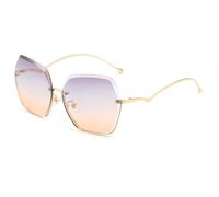 2026 2024 Neue Halbrahmen-Sonnenbrille aus Metall mit Schnittkante, modische Herren- und Damen-Sonnenbrille mit Farbverlauf und UV-Schutz, A6, Taille unique