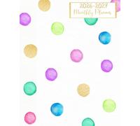 2026-2027: Polka Dot 90s Theme Watercolor Dots Calendar for Women 26,27 - Two Year 2026 2027 Agenda, Large 8 x 10