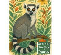 2026-2027 Two Year Planner: Lemur themed Cover 2 Page Spreads With Monthly Calendar Grids 24 Month Organizer Schedule Address Contact Notes