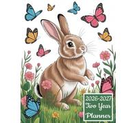 2026-2027 Two Year Planner: Rabbit Bunny themed Cover 2 Page Spreads With Monthly Calendar Grids 24 Months Organizer