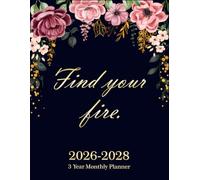 2026-2028 Three Year Monthly Planner: 36 Months Organiser (2026-2027-2028) from January to December with Holidays| Two Pages Per Month to View| Large ... - A4)| Motivational Quote and Floral Cover