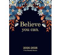 2026-2028 Three Year Monthly Planner: 36 Months Organiser (2026-2027-2028) from January to December with Holidays| Two Pages Per Month to View| Large ... - A4)| Inspirational Quote and Floral Cover