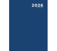 2026 , 24 horas: Diário / Agenda e Livro de Compromissos formato grande, Azul