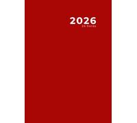 2026 , 24 horas: Diário / Agenda e Livro de Compromissos formato grande, Vermelho