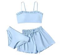 2026-3 pièces maillots de bain pour tout-petits filles Soild Bikini Rullfe Maillot de bain Slip Fille Bikini Maillot de bain Ensemble Maillot de bain Maillot de bain Maillot de bain Maillot de bain