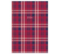 2026 A5 Agenda par Semaines Tartan Design Organiseur Journal Complet An Wtv Agenda (Rouge et Bleu)