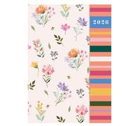 2026 A5 Semaine À Vue Famille Organiseur Agenda - 5 Colonne Agenda Dos Rigide Journal - Complet An GB Journaux avec Magnétique Fermeture (Floral Avec Bandes)