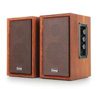 【2026 Améliorée】 Enceintes bibliothèque Actives 40W Hi-FI (DSP) - Basses puissantes, Bluetooth/USB/RCA/AUX - Enceintes 2.0 Bois pour PC/TV, Portable, Platine Vinyle