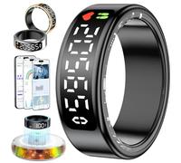 2026 Bague Connectée Homme Femme, Smart Ring avec Écran LED, Trackers d'Activité avec Android/iOS, Anneau Intelligent Health Fitness IP68 avec Sommeil/SpO2/HRV/Stress/Fréquence Cardiaque (Noir, 8)