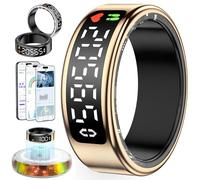 2026 Bague Connectée Homme Femme, Smart Ring avec Écran LED, Trackers d'Activité avec Android/iOS, Anneau Intelligent Health Fitness IP68 avec Sommeil/SpO2/HRV/Stress/Fréquence Cardiaque (Or rose, 15)