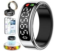 2026 Bague Connectée Homme Femme, Smart Ring avec Écran LED, Trackers d'Activité avec Android/iOS, Anneau Intelligent Health Fitness IP68 avec Sommeil/SpO2/HRV/Stress/Fréquence Cardiaque (Argenté, 8)