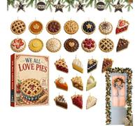 2026 Baking Dessert advent calendars, 2D Flat Acrylic Pie Ornaments | 24 Pcs 2D Flat Acrylic Baking Dessert Ornaments, Pre Strung Hanging Loops for Wall and Tree, Holiday Gift for Pie Lovers