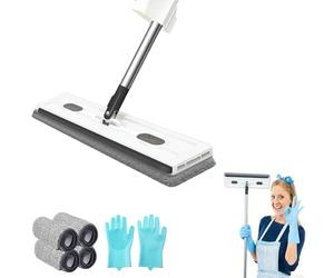 2026 Balai Serpillière Rotatif avec Technologie Essorage Intégré, Balai Serpillère avec Ou sans Seau, Tête Rotative 360° & Microfibre, Fini La Corvée De Nettoyage (1PC-Blanc, 4Pads)