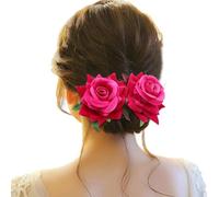 2026 Barrettes à cheveux de mariage pour filles - Barrettes à cheveux florales pour femme - Accessoire de cheveux pour mariée - Peigne à fourchette rose