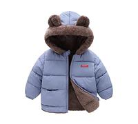2026 Bébé Garçon Manteau d'hiver Oreilles d'ours avec Veste de Poche Double Face Porter Polaire Épaissir Coupe-vent Fermeture éclair Vêtements d'extérieur chauds, bleu, 3-4 ans