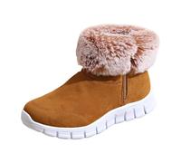 2026 - Bottes de neige tendance avec fermeture éclair - Doublées - Semelle épaisse - Chaussures d'hiver chaudes pour les activités de plein air, marron, 39 EU