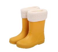 2026 Bottes de pluie pour enfants, antidérapantes, semelle souple, bottes de pluie légères pour garçons et filles, chaussures d'eau pour bébé avec revêtement en mélange de coton, jaune, 33 EU