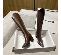 2026 Bottes hautes de haute qualité et à la mode pour l'automne, avec talon épais et moyen. Bottes polyvalentes et élégantes montant au-dessus du genou. Talons hauts minimalistes et élégants pour femm