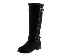 2026 Bottes hautes élégantes à talon bas et ceinture sur la tige - Bottes d'hiver tendance jusqu'aux genoux pour temps froid, doublure isolée, confortables et durables pour les activités de plein air