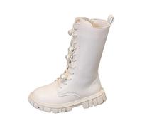2026 Bottes pour enfants Bottes élégantes pour l'hiver Bottes longues doublées décontractées pour un port confortable. Design tendance avec des fashionistas de jeunes hauts, Blanc., 28 EU