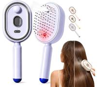 2026 Brosse démêlante tout-en-un avec brumisation électrique, coussin d'air, peigne de massage, liquide autonettoyant, vaporisateur d'eau, bouteille de pulvérisation, brosse à cheveux(Purple)