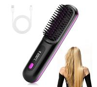 2026 Brosse lissante sans fil, anti-brûlure, mini brosse à lisser portable, affichage LED et 3 réglages de température pour les voyages et l'utilisation quotidienne