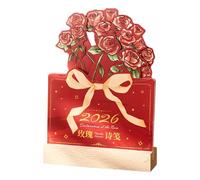 2026 Bureau Calendrier Vintage Rose Planner Daily Weekly Monthly Layout | Tabletop Calendar for Scheduling Appointments New Year Offics A 3D Roses Design Craftede School Home Dorm Family
