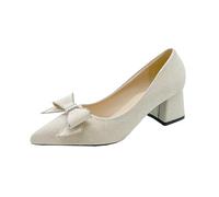 2026 Bureau Femmes Mode Pointu Carré avec Talons Bloc Respirant Brevet Travail Stilettos Toe Classique Dressy Formel, Argenté., 37 EU