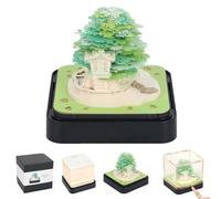 2026 Calendrier 3D avec lumières LED, bloc-notes 3D en papier, bloc-notes créatif, brique d'art, art en papier, cabane dans les arbres avec boîte d'affichage et autocollants détachables, décoration de